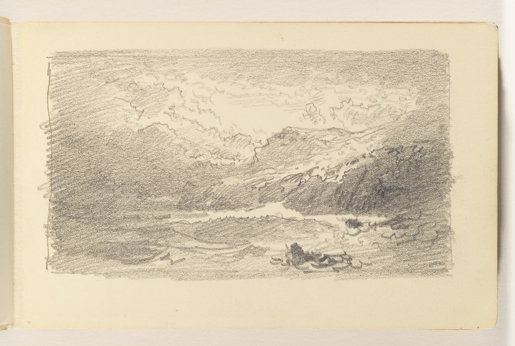 Sketchbook Folio, Dark Cliffs with Ocean and Stormy Sky, 1885–90
