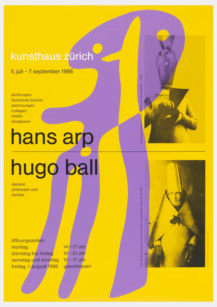 Poster, Hans Arp - Hugo Ball, 1986