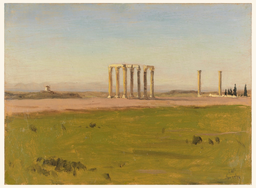 Drawing, Study of Ruins in a Landscape, January 24, 1878