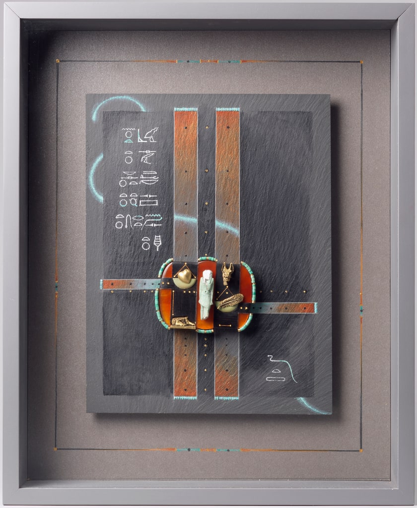 The Weighing of the Heart Brooch In Art Form Holder, ca. 1998