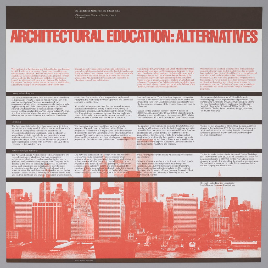 Poster, Architectural Education: Alternatives, 1982
