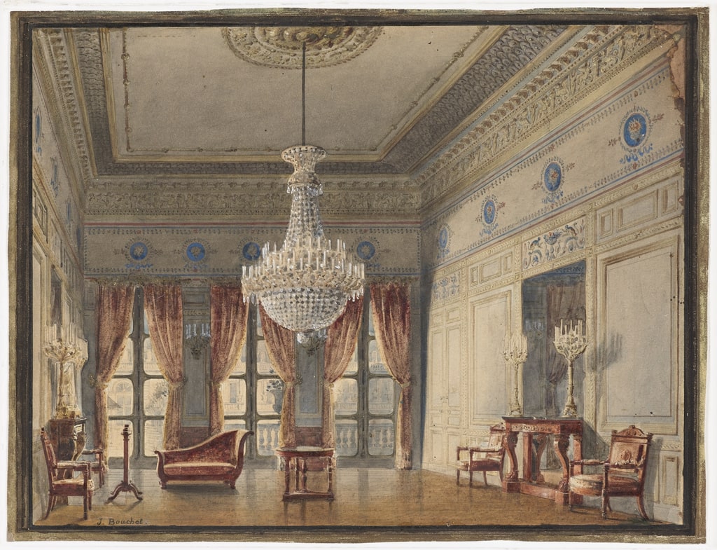 Drawing, A Small Salon in the Montpensier Wing, Palais Royal, 1831