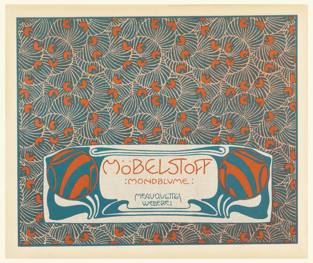 Print, Mobelstoff Mondblume Meauquettes Weberei (Moon Blossom Woven Upholstery Fabric Maquette), plate 3, in Die Quelle: Flächen Schmuck (The Source: Ornament for Flat Surfaces), 1901