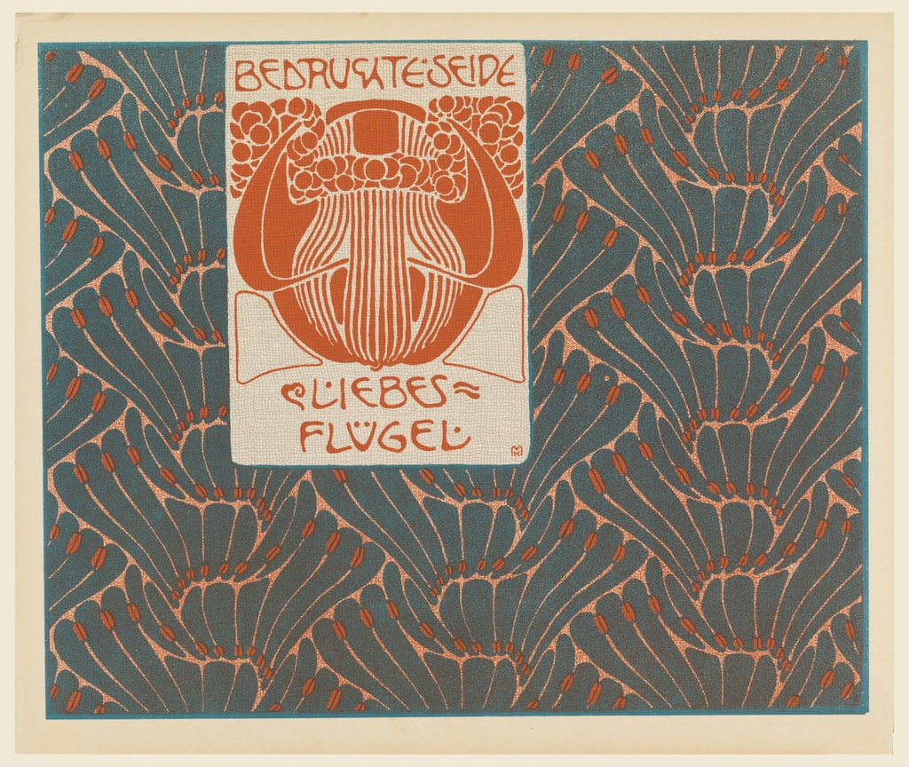 Print, Bedruchte Seide Liebes Flugel (Printed Silk Love Wings), plate 8, in Die Quelle: Flächen Schmuck (The Source: Ornament for Flat Surfaces), 1901