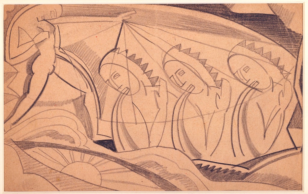 Drawing, Four Figures with Sun, ca. 1925