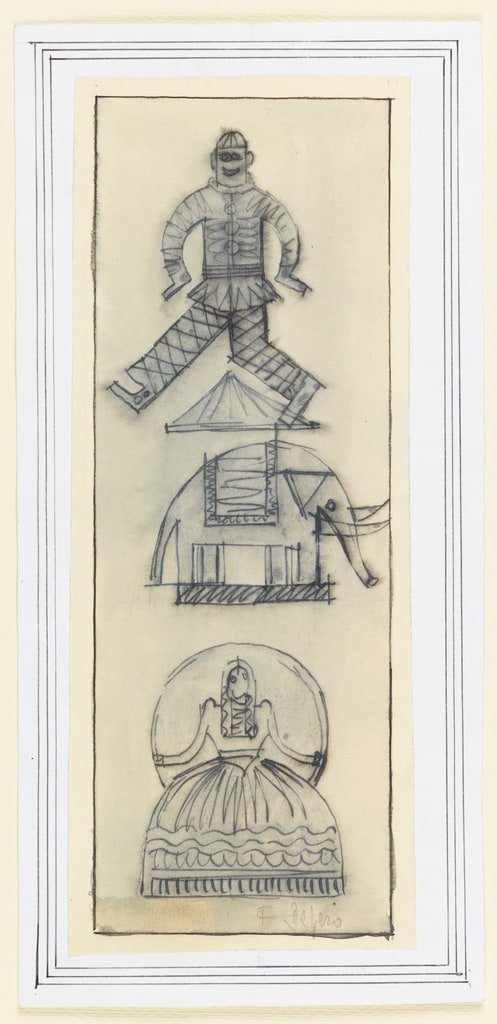 Drawing, Decorative Design with Clown, Elephant, and Ballerina, ca. 1930