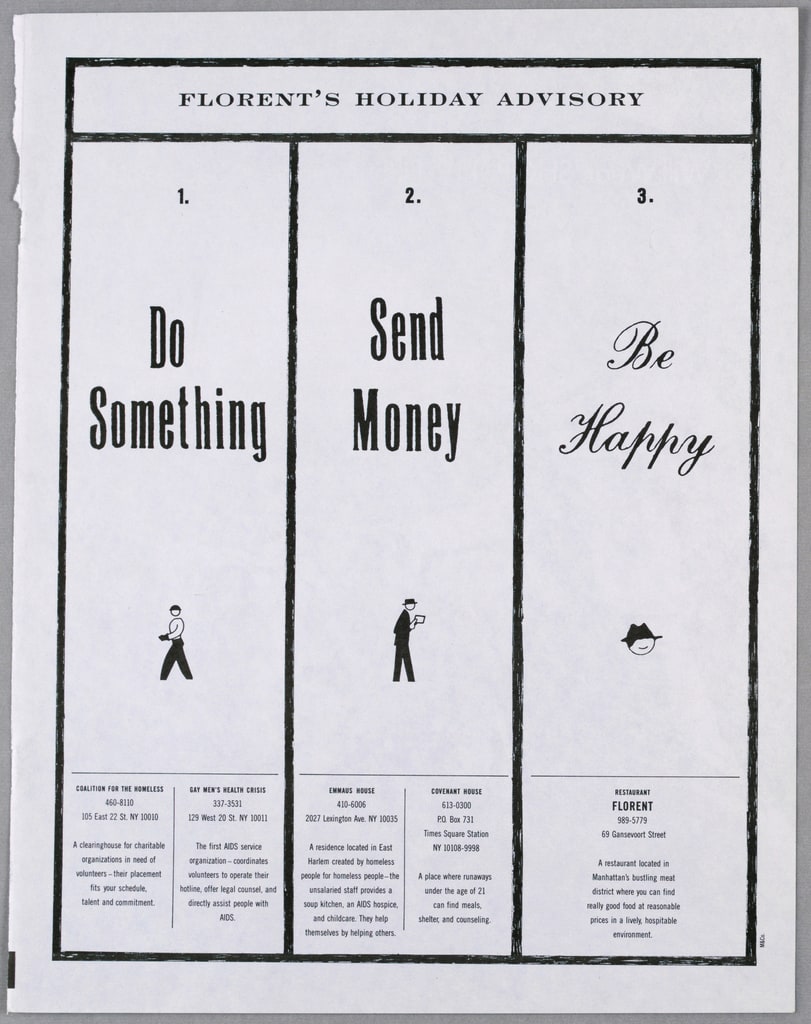 Advertisement, Restaurant Florent:  Do Something..., 1998