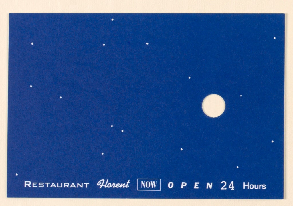 Postcard, Restaurant Florent:  Now Open 24 Hours, 1987