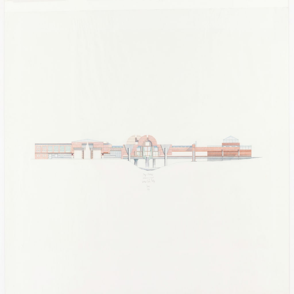Drawing, Fargo-Moorhead Cultural Center Bridge, (South Elevation) Preliminary Study, 1979