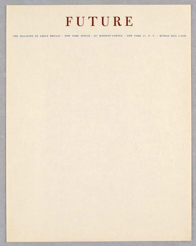 Sheet Of Stationery, Future/The Magazine of Gr