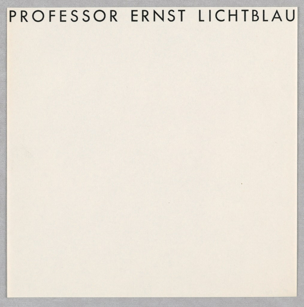 Sheet Of Stationery, Professor Ernst Lichtblau, ca. 1945