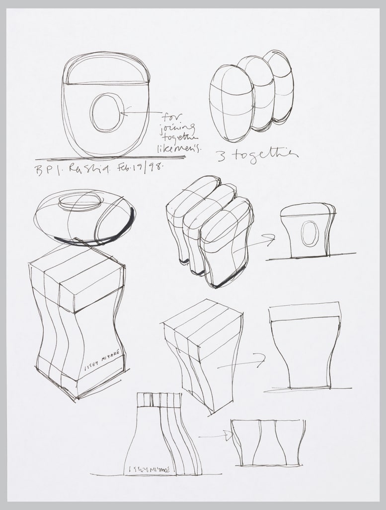 Drawing, Designs for Shaped Bottles for Packaging in Sets of Three, for Issey Miyake, 1998