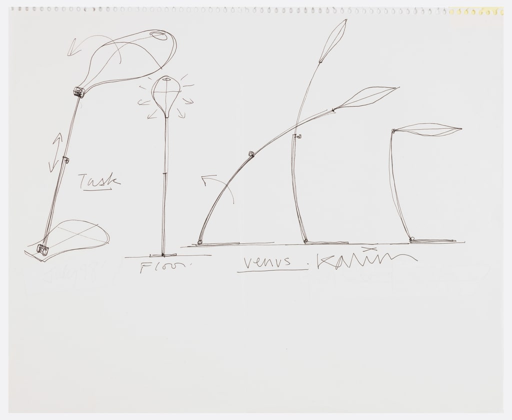 Drawing, Five Floor Lamp Designs, including "Venus" Lamp, for Kovacs Lighting, USA, 1999