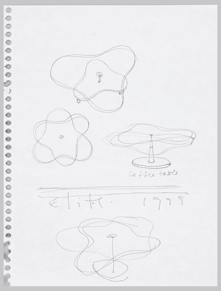 Drawing, Four Coffee Table Designs, for Elite, 1999