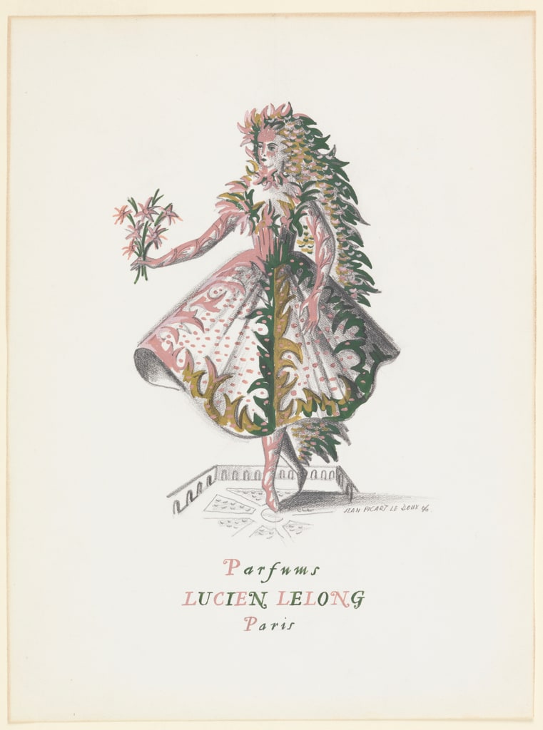 Drawing, Parfums Lucien Lelong Paris, 1946