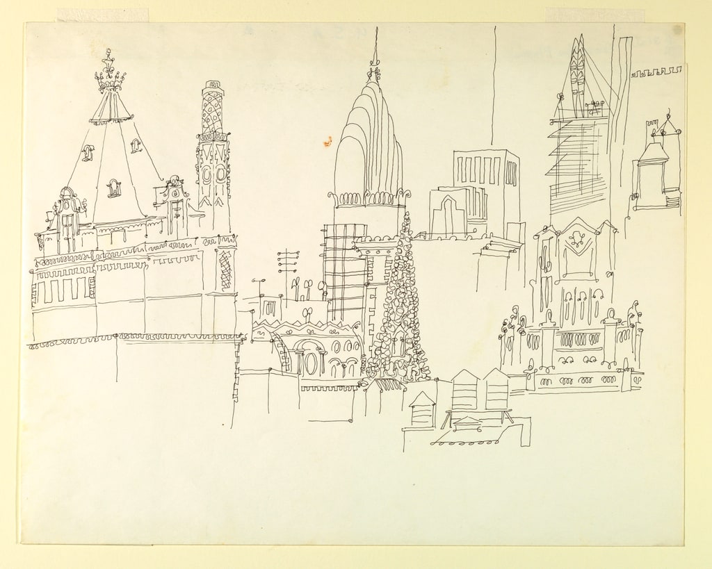 Drawing, New York Skyline From the