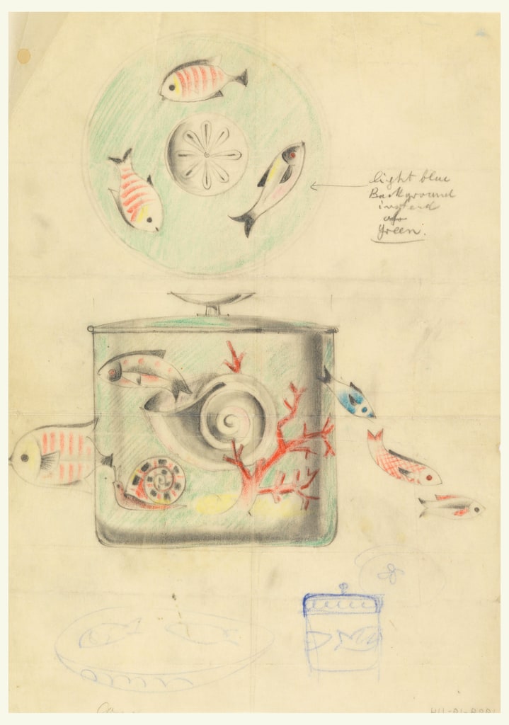 Drawing, Box with round lid, 1950–70