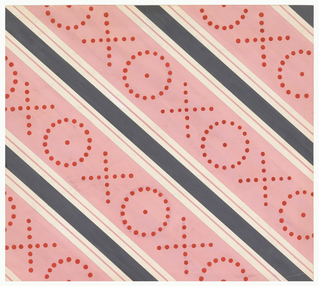 Drawing, Diagonal Stripe in Pink and Gray, Wallpaper Design, 1930–40