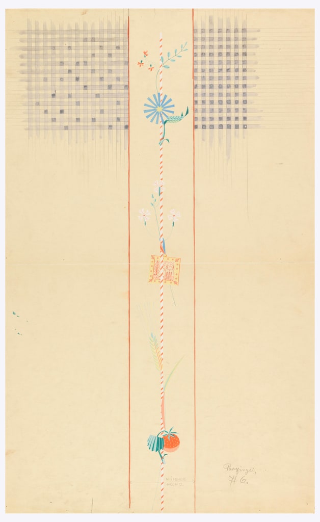 Drawing, Vertical Panel in Three Sections, Wallpaper Design, ca. 1935
