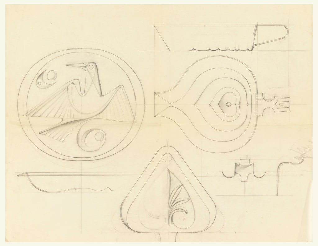 Drawing, Three Designs for a Silent Butler, 1950–70
