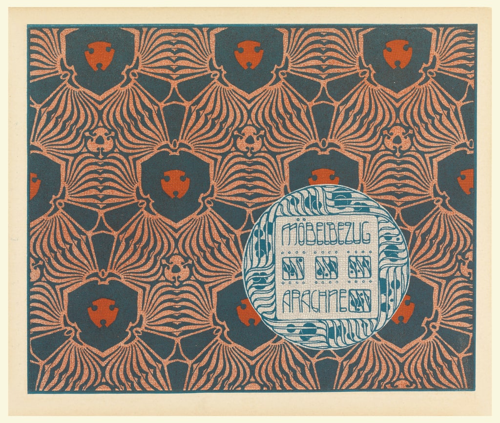 Print, Mobelbezug Arachne (Arachne Upholstery Fabric), plate 18, in Die Quelle: Flächen Schmuck (The Source: Ornament for Flat Surfaces), 1901