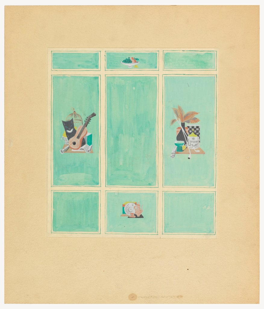 Drawing, Panel Wall with Still- Life Motifs, 1950–70