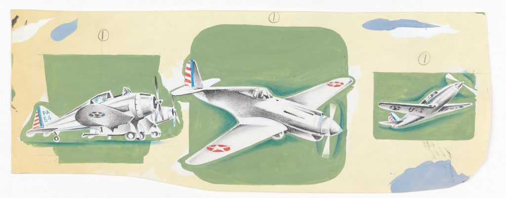 Drawing, "Airplane Designs for Mrs. Kuhn, " 1 of 4 sheets, ca. 1970
