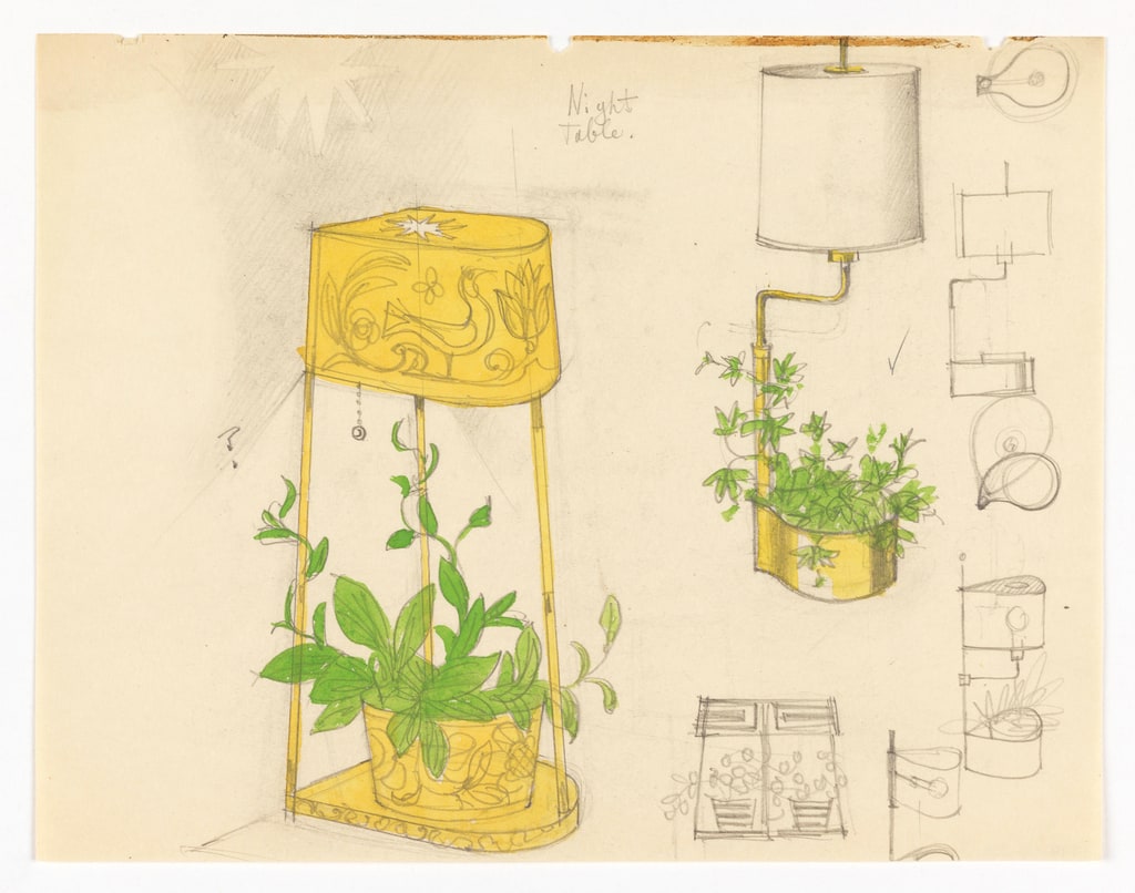 Drawing, Two Designs for Table Lamps, 1950–70