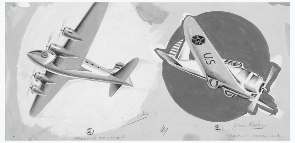 Drawing, "Airplane Designs for Mrs. Kuhn" (1of 4 sheets), ca. 1970