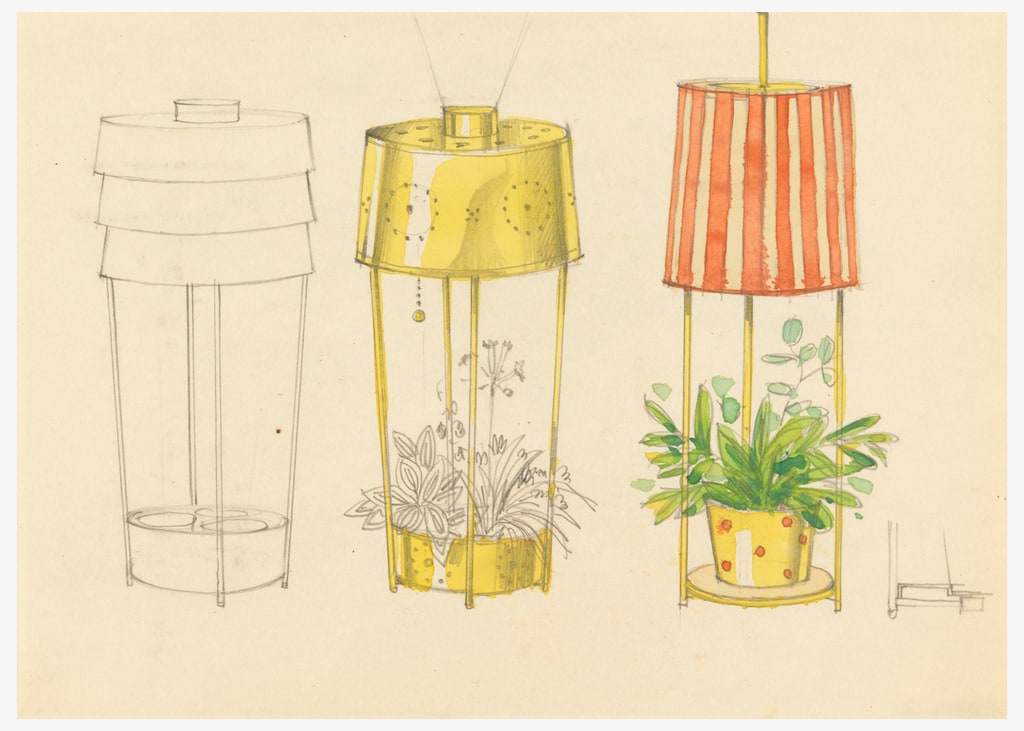 Drawing, Three Designs: Table Lamps, 1950–70