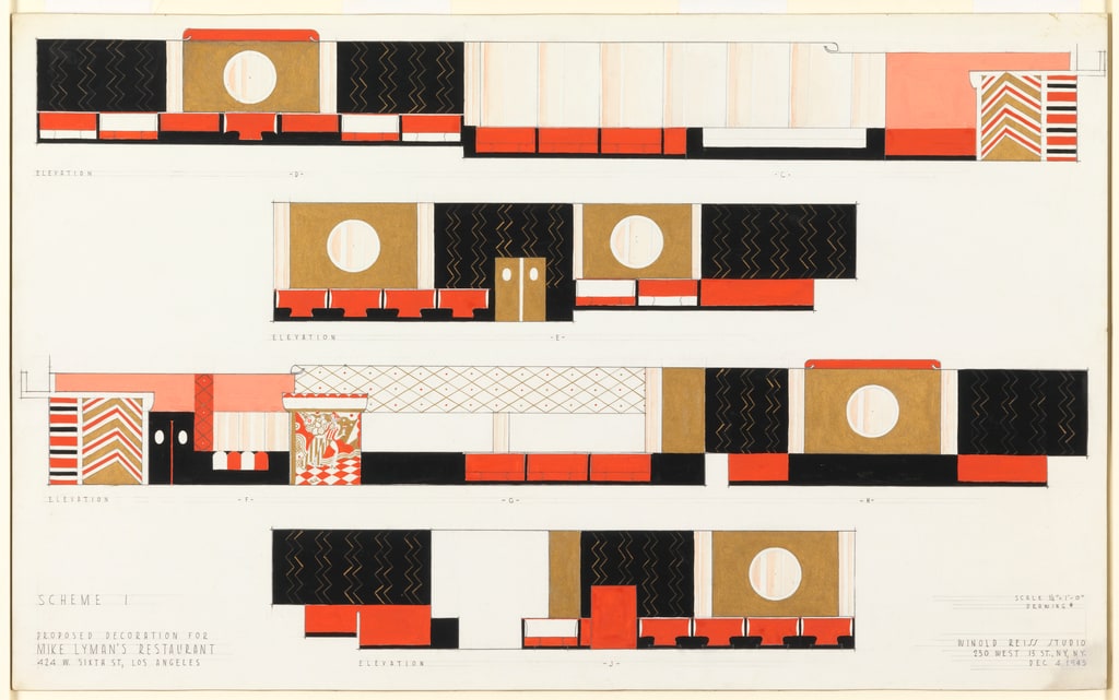 Drawing, Elevations of Mike Lyman's Restaurant, Los Angeles, CA, December 4, 1945