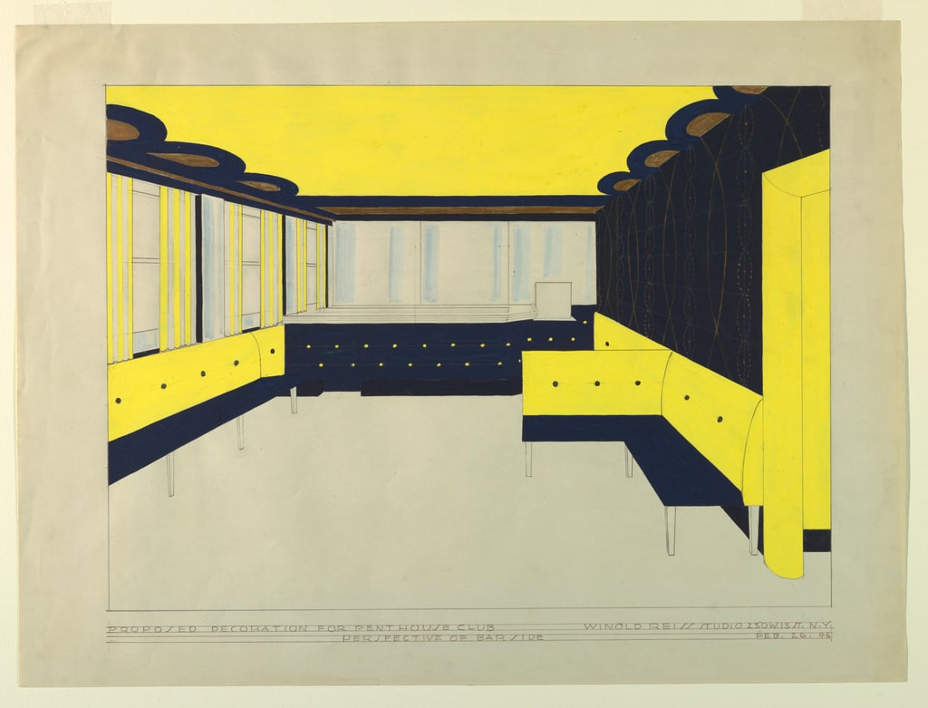 Drawing, Perspective of Bar Side, Penthouse Club, 1946, 1946