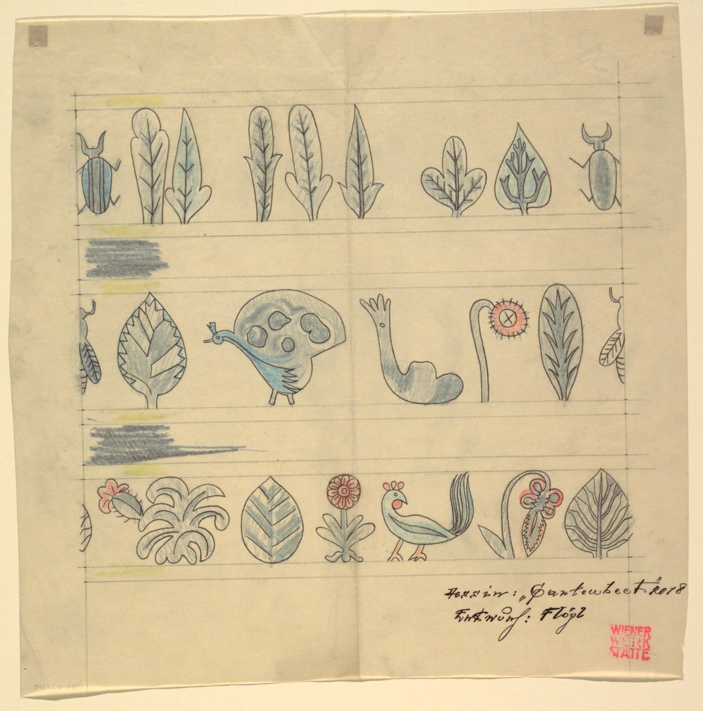 Drawing, Gartenbeet: teal, blue, black, red