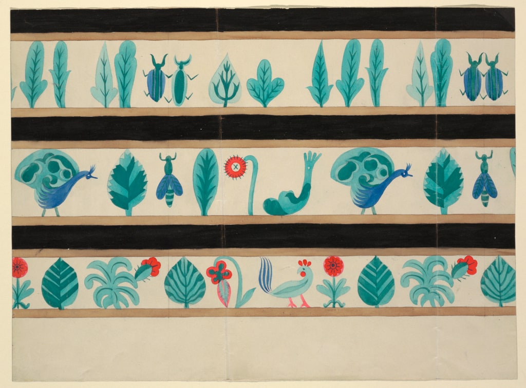 Drawing, Gartenbeet: graphite, colors on tracing