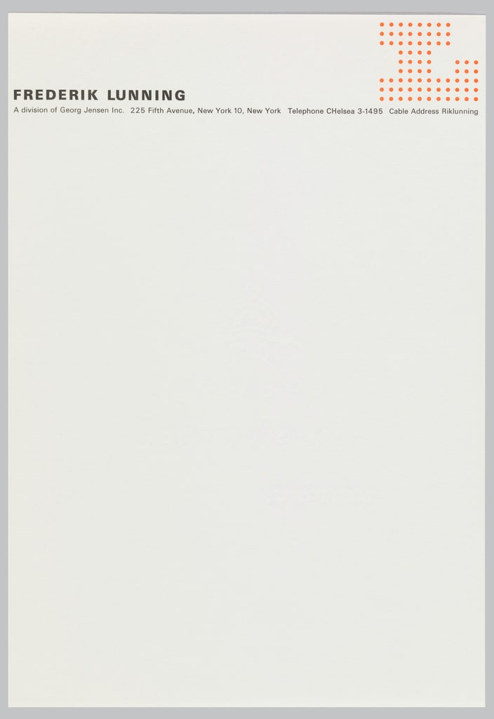 Letterhead, Letterhead for Frederik L, 1962