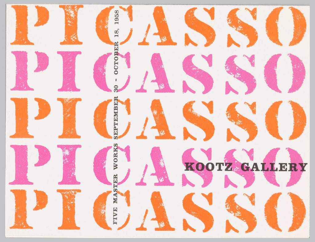 Brochure, Kootz Gallery Brochure for "Picasso: Five Master Works", 1958