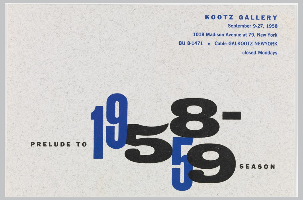 Invitation, Prelude to 1958-59 Season, Kootz Gallery, 1958