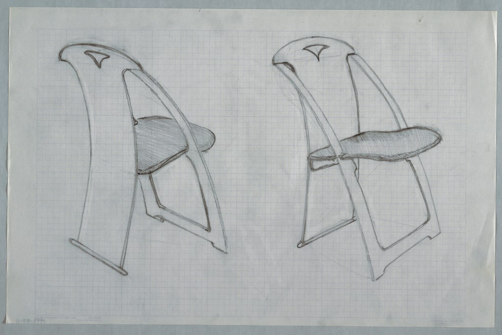 Drawing, Two large chair sketches, ca. 1982