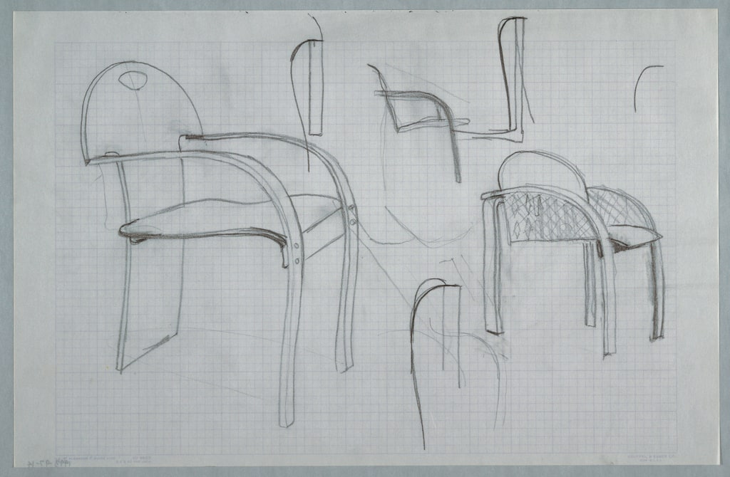 Drawing, Multiple chair sketches;, ca. 1982