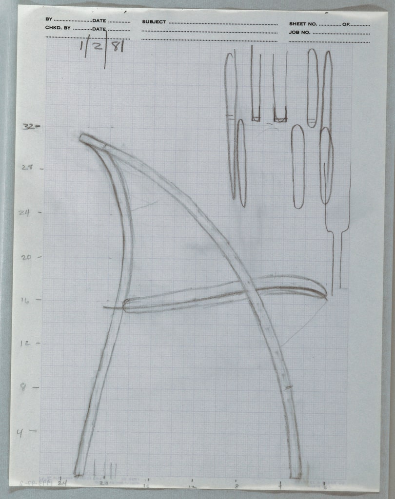 Drawing, Large "Unfolding chair sk, ca. 1982