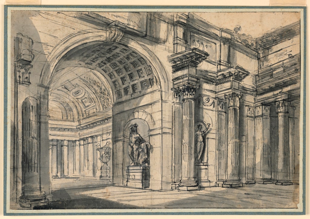Drawing, Architectural Fantasy: Palace Interior, 1742–46