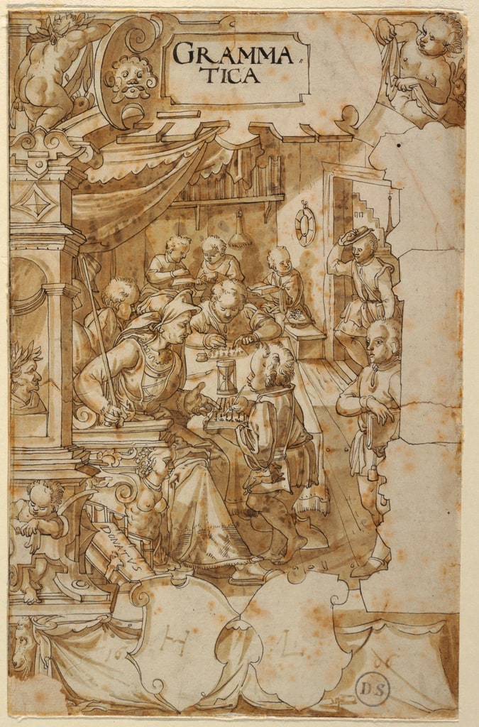 Drawing, Design for a Stained Glass Window: Grammatica, 1606