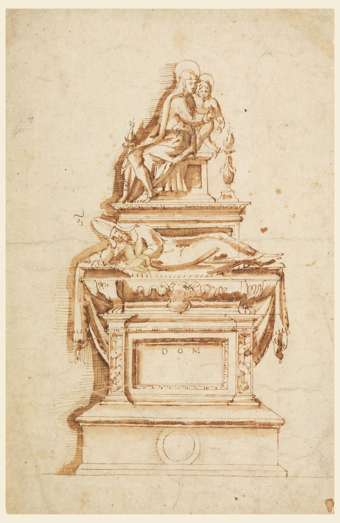 Drawing, Project: The elevation of a sepulchral monument for a Medici cardinal, ca. 1560–70