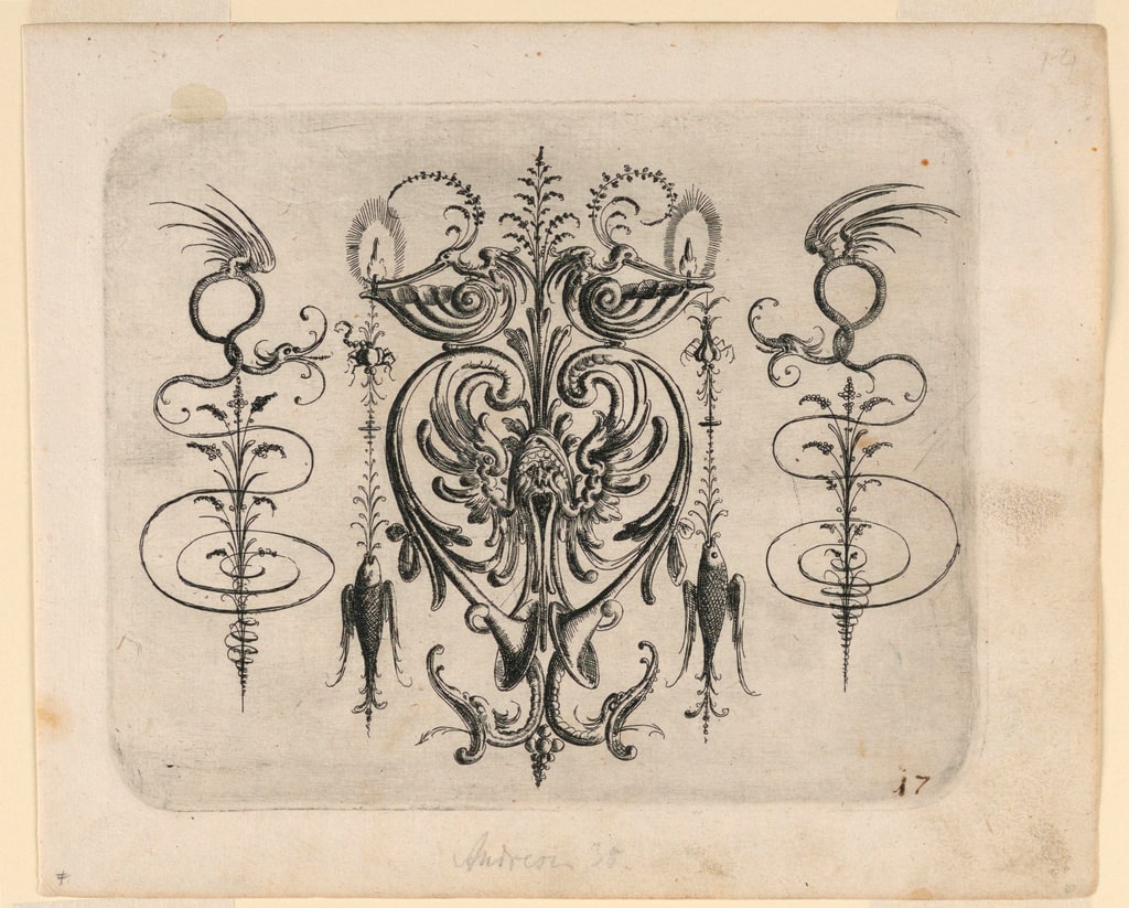 Print, Ornamental composition for Neuw Grotteschenbuch (pl. 17), 1610