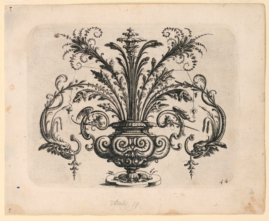 Print, Ornamental composition for Neuw Grotteschenbuch (pl. 44), 1610