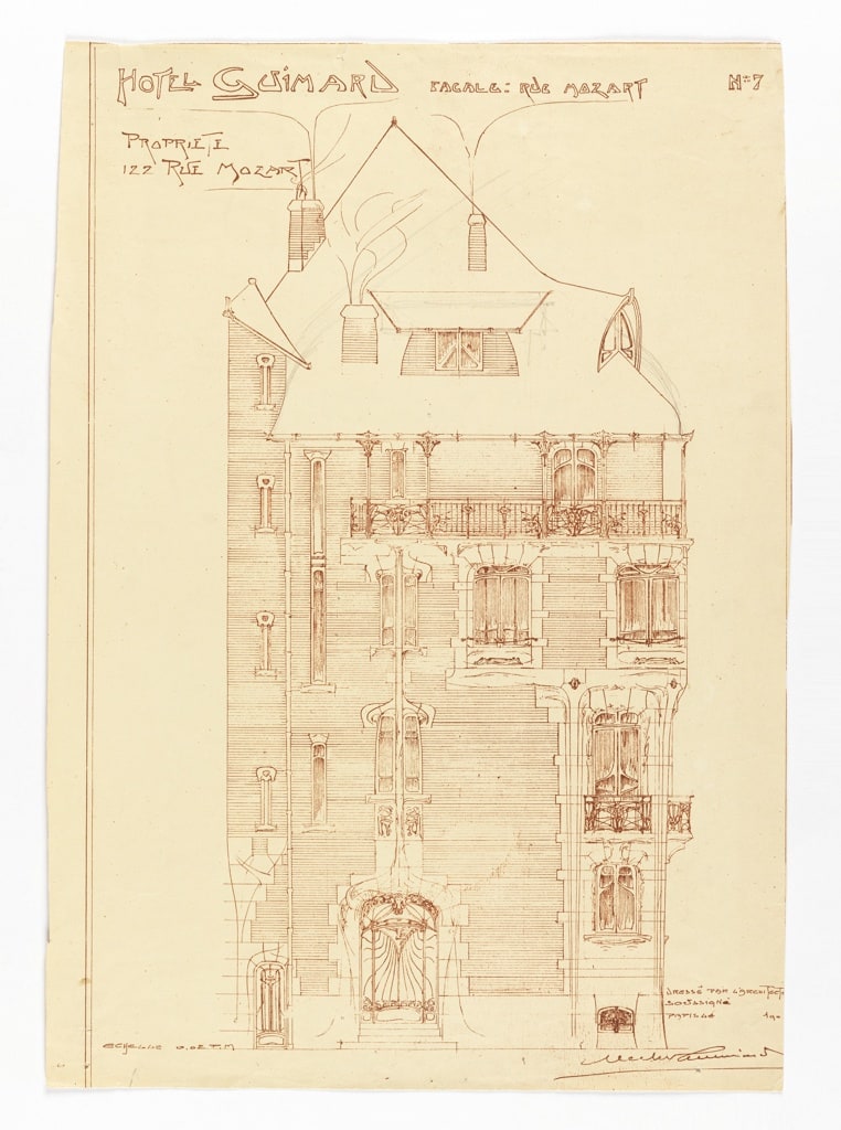 Print, No. 7, Facade Elevation of Hotel Guimard, 122 Rue Mozart, Paris, ca. 1910