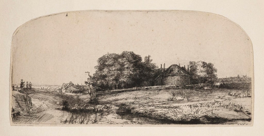Print, Landscape with a Hay Barn and a Flock of Sheep, 1650