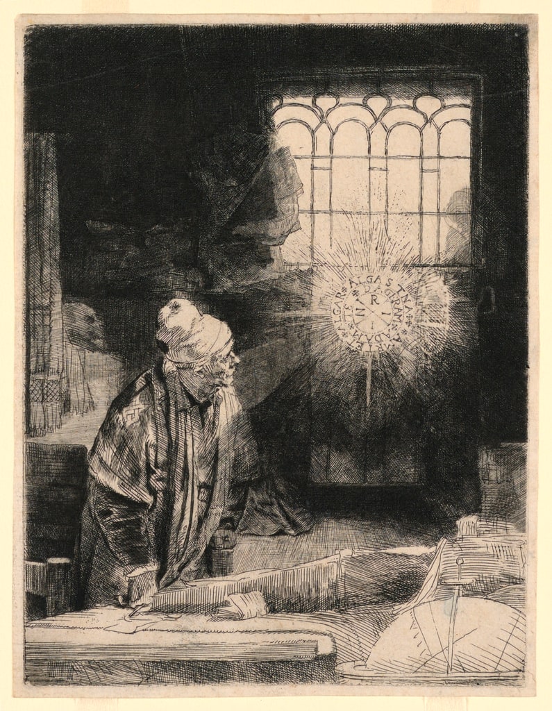 Print, Faust in His Study, Watching a Magic Disc, ca. 1652