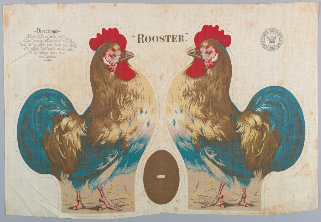 Textile, Rooster, 1892