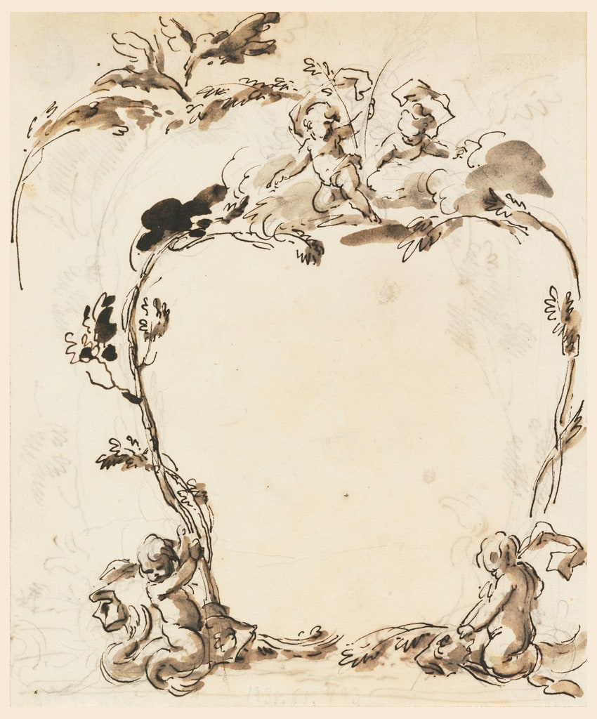 Drawing, Sketches for cartouches, mid-18th century